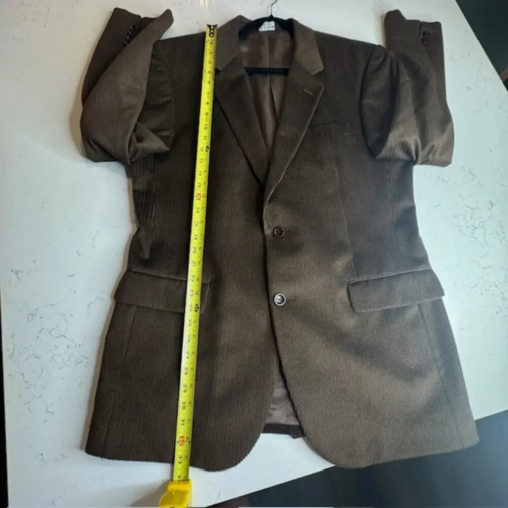 Jos. A. Bank 43L Brown Wool Silk Corduroy 2 Button Sport Coat Blazer